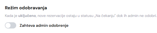 Režim odobravanja rezervacija